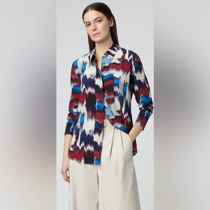 Altuzarra Abstract Red, Blue, and White Button Down Silk Shirt Small